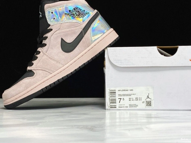 Bmlin Shoes 1 Mid Jordan Air BQ6472-602 Powder (W) Iridescent Dirty 0713